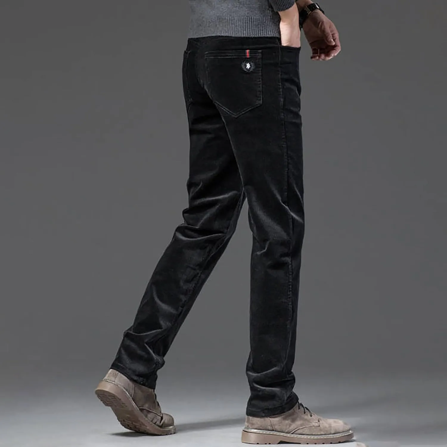 Men's Casual Corduroy Pants Stretch Waist Straight Leg Baggy Sweatpants Slim Fit Versatile Lightweight Plus Size Trousers