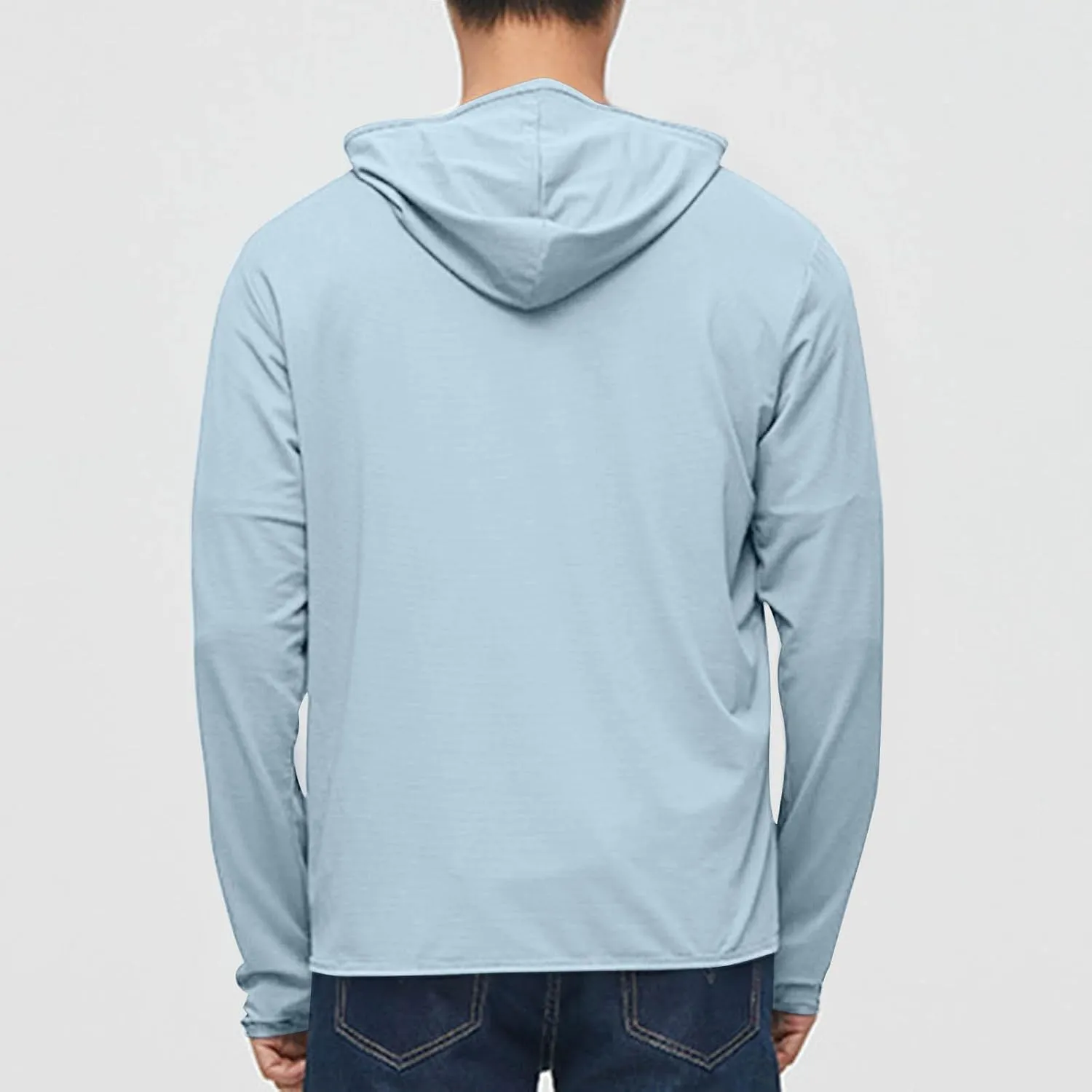 Men's Casual Hooded UPF 50  Sun Shirts UV Protection Hiking Fishing Shirts Athletic Running Rash Guards Long Sleeve