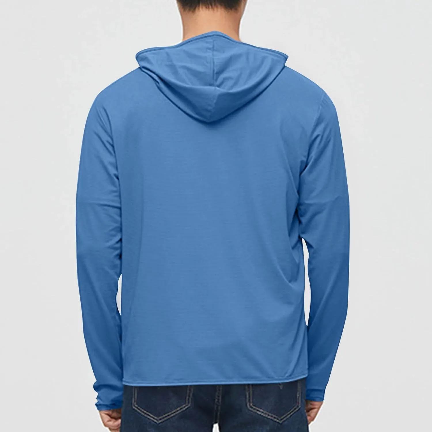 Men's Casual Hooded UPF 50  Sun Shirts UV Protection Hiking Fishing Shirts Athletic Running Rash Guards Long Sleeve