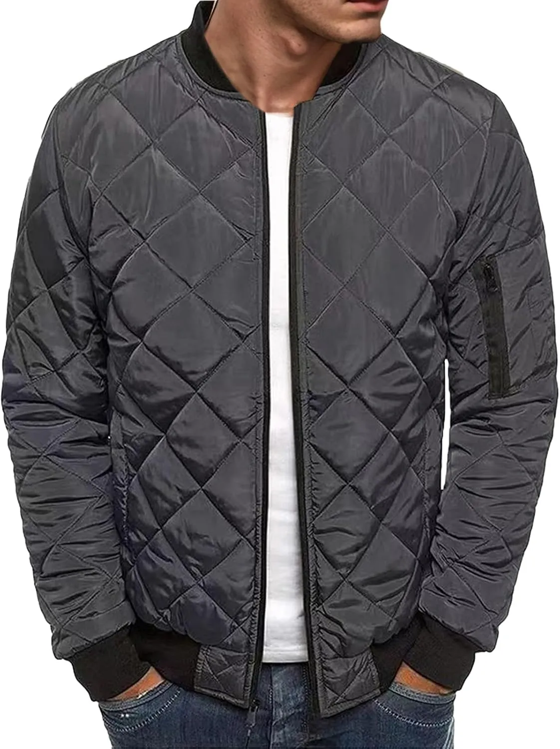 Men's Diamond Quilted Puffer Down Jacket Packable Lightweight Water Resistant Insulated Puffy Coat for Business Travel