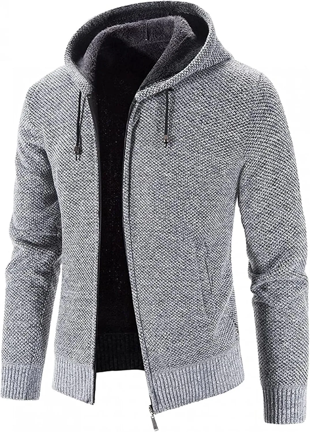 Men's Fleece Jacket Fuzzy Fleece Jacket for Mens Fashion Long Sleeve Warm Camouflage Printed Hooded Jacket Top