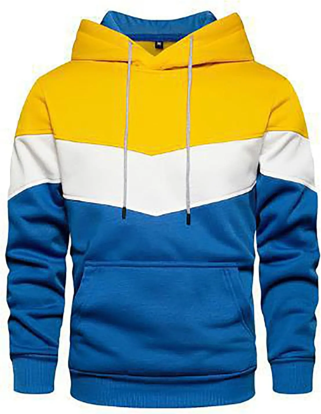Mens Fleece Lined Hooded Sweatshirts Colorblock Pullover Hoodies with Kangaroo Pockets Big and Tall Long Sleeve Tops