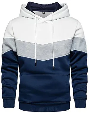 Mens Fleece Lined Hooded Sweatshirts Colorblock Pullover Hoodies with Kangaroo Pockets Big and Tall Long Sleeve Tops