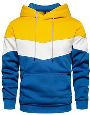 Mens Fleece Lined Hooded Sweatshirts Colorblock Pullover Hoodies with Kangaroo Pockets Big and Tall Long Sleeve Tops
