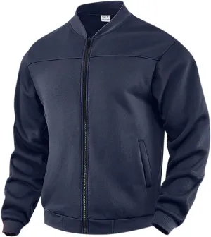 Mens Fleece Lined Jackets Fashion Stand Collar Full Zip Bomber Jacket Workout Athletic Jacket with Pockets