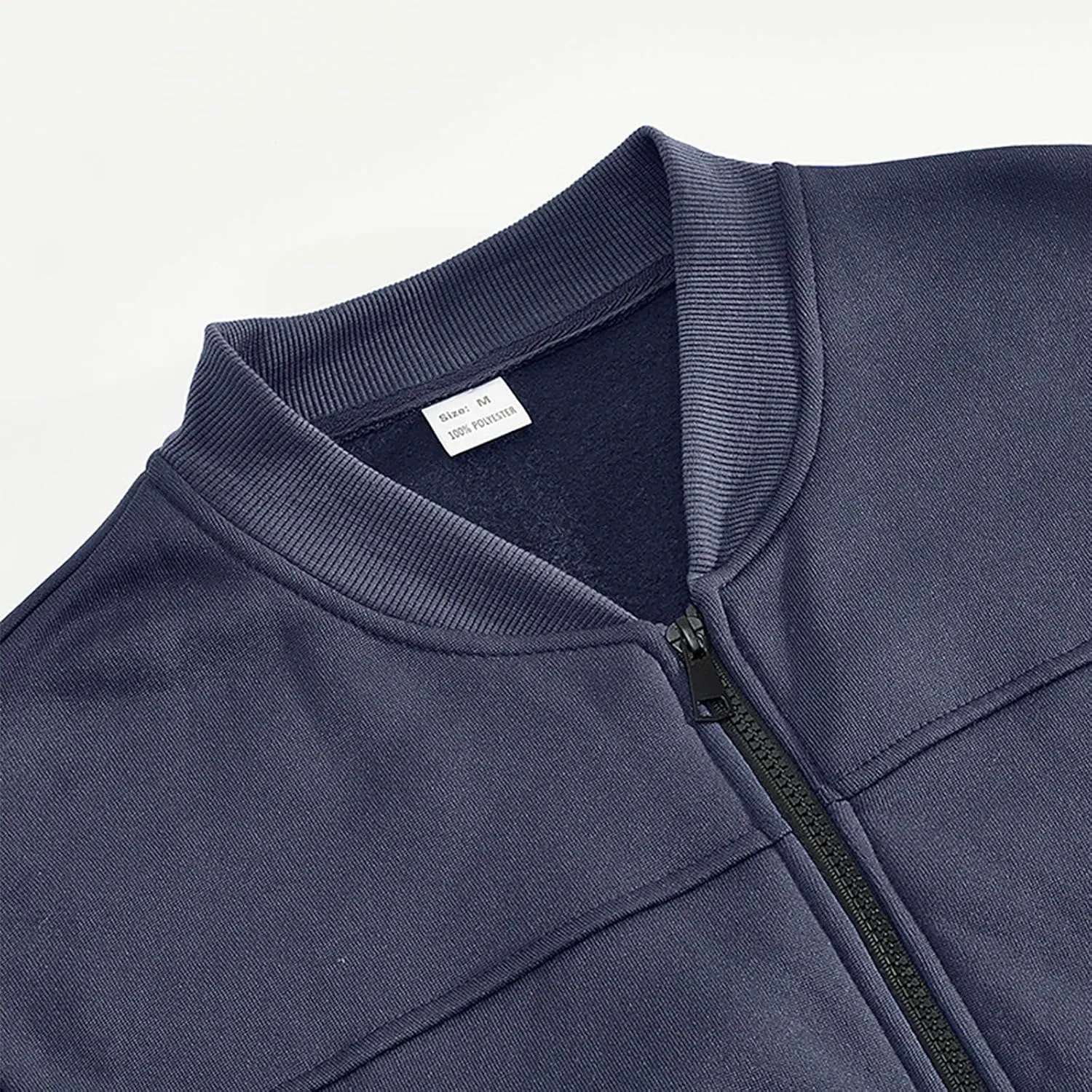 Mens Fleece Lined Jackets Fashion Stand Collar Full Zip Bomber Jacket Workout Athletic Jacket with Pockets