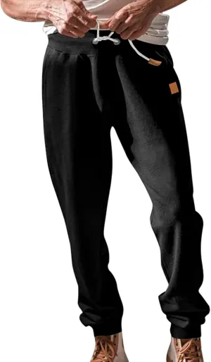 Mens Heavyweight Fleece Cargo Sweatpants Elastic Waist Drawstring Athletic Gym Pants Hiking Outdoor Trousers