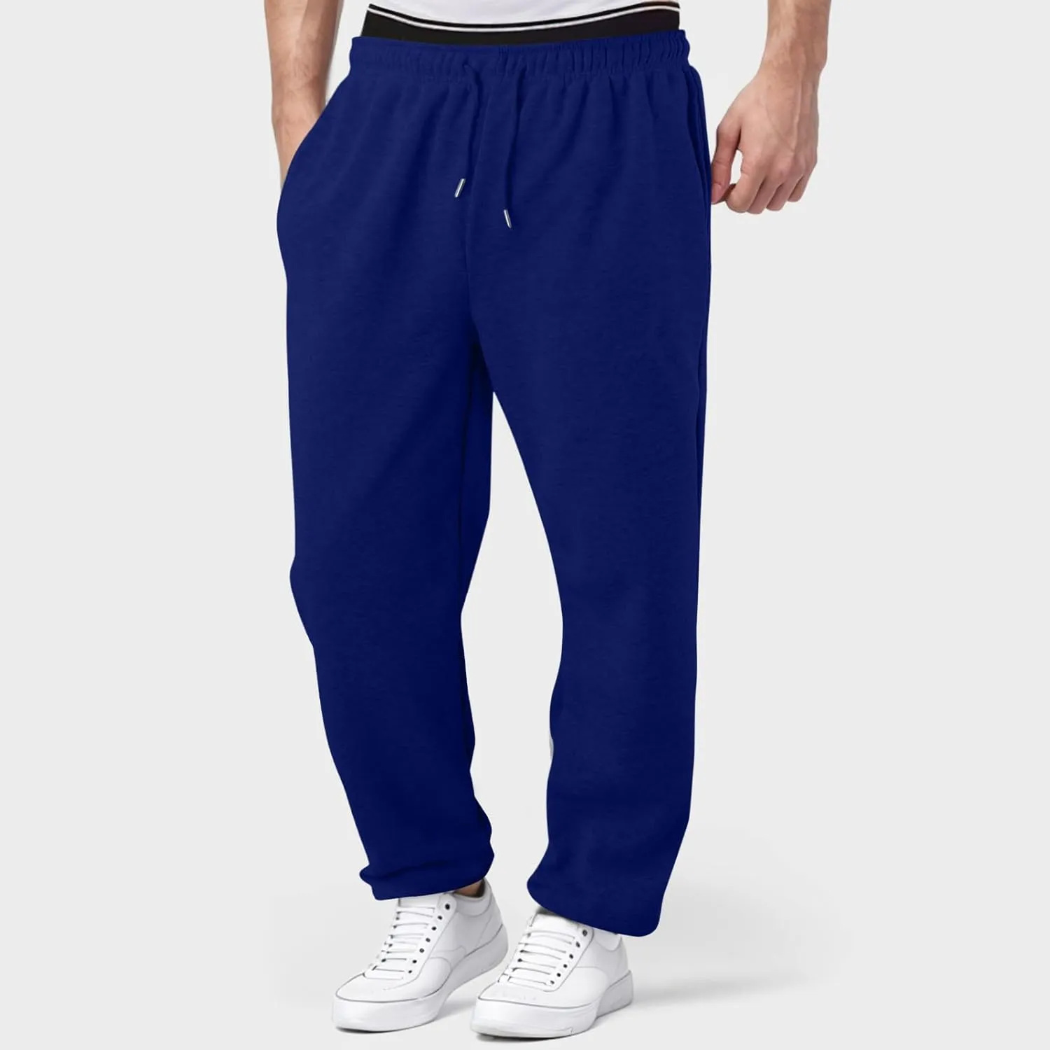 Mens Heavyweight Fleece Cargo Sweatpants Elastic Waist Drawstring Athletic Gym Pants Hiking Outdoor Trousers