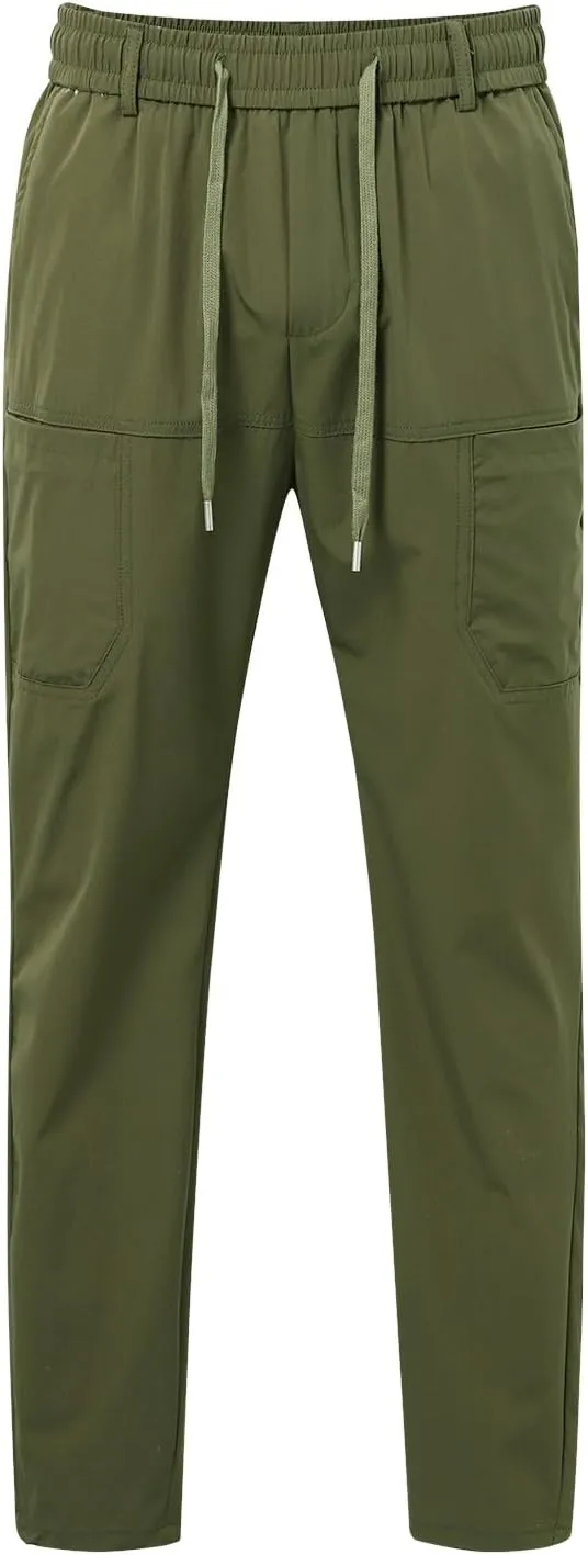 Men's Hiking Cargo Pants Summer High Stretch Multi-Pocket Durable Pants Straight Leg Lightweight Comfy-fit Trousers