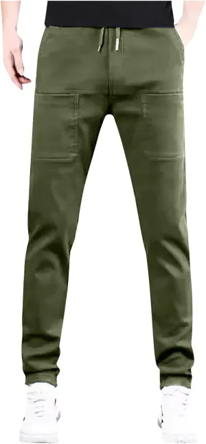 Men's Hiking Cargo Pants Summer High Stretch Multi-Pocket Durable Pants Straight Leg Lightweight Comfy-fit Trousers