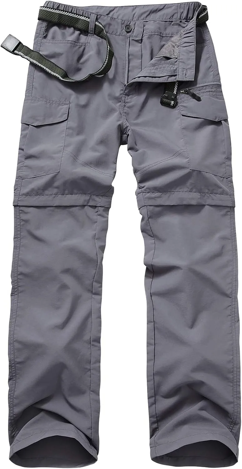 Mens Hiking Pants Quick Dry Lightweight Fishing Convertible Zip Off Safari Trousers