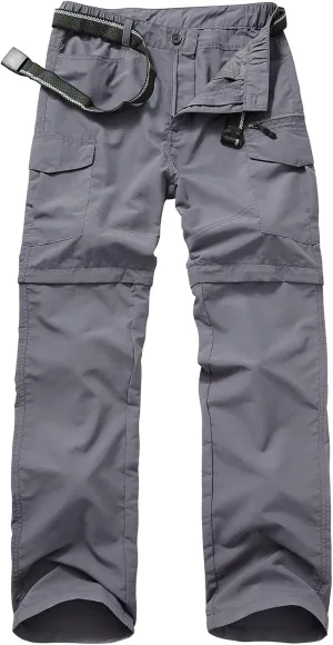 Mens Hiking Pants Quick Dry Lightweight Fishing Convertible Zip Off Safari Trousers