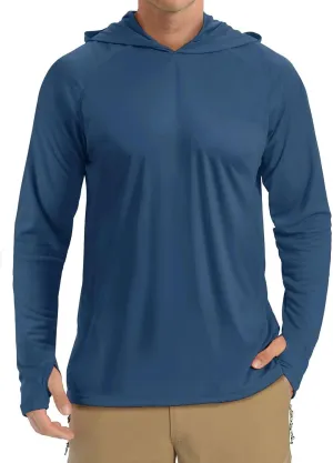Mens Hooded Outdoor Athletic Tops Sun-Proof Fishing Shirts Dry Fit Gym Running Workout Pullover Casual T-Shirts