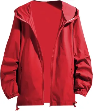Men's Hoodie Jacket Thin Lightweight Rain Jacket Windproof Fall Casual UV Sun Protection Travel Sportswear