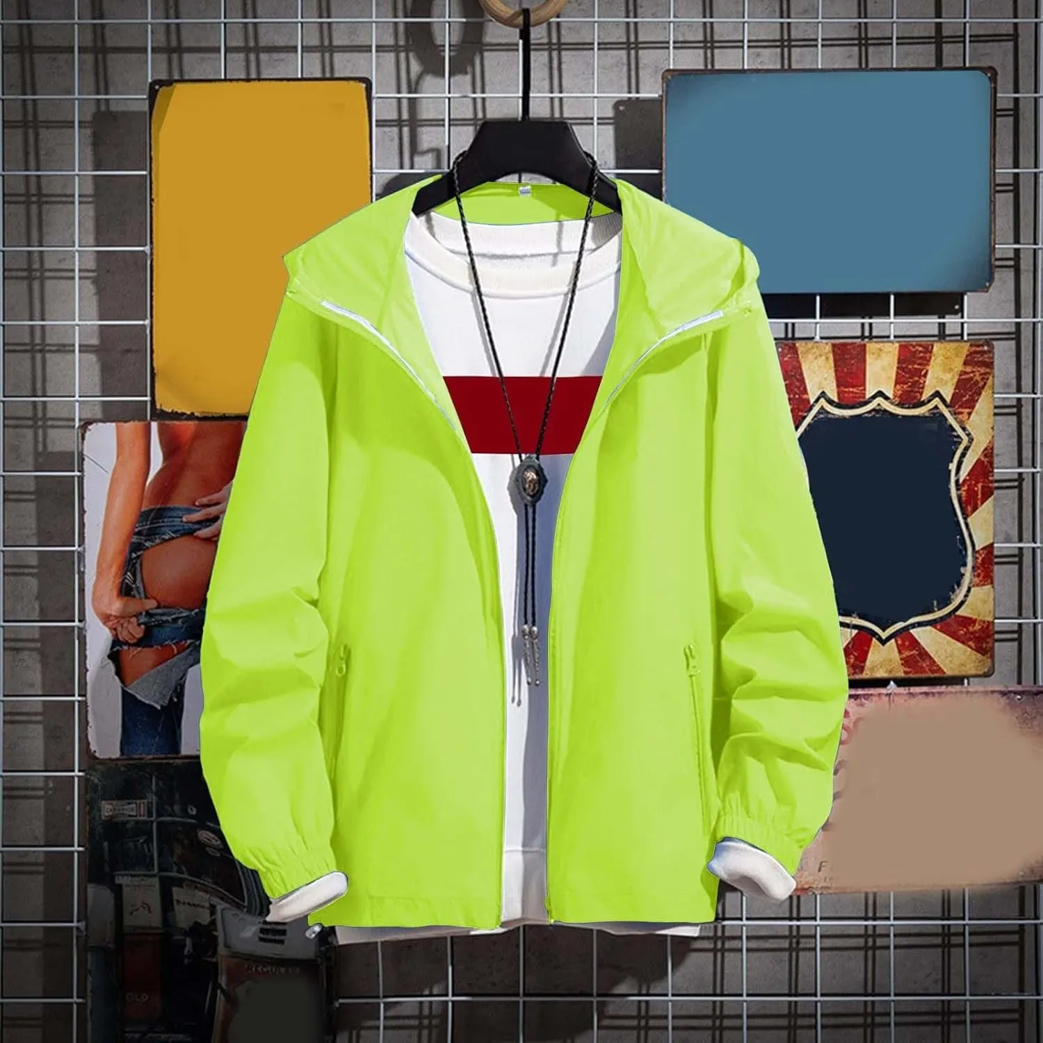Men's Hoodie Jacket Thin Lightweight Rain Jacket Windproof Fall Casual UV Sun Protection Travel Sportswear