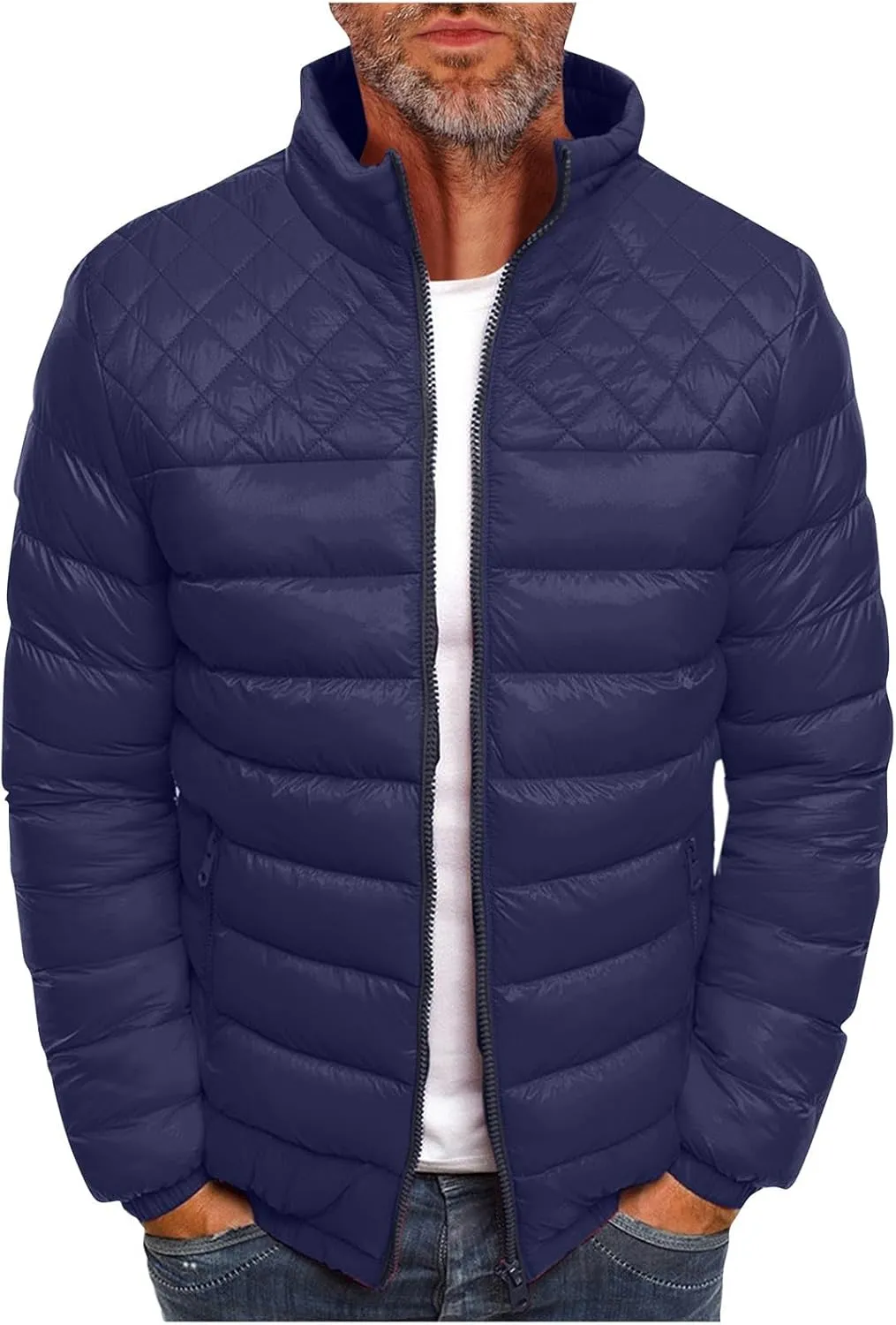 Men's Jacket Winter Puffer Jacket Fleece Warm Lightweight Coat Outerwear Cold Weather Jackets, M-3XL