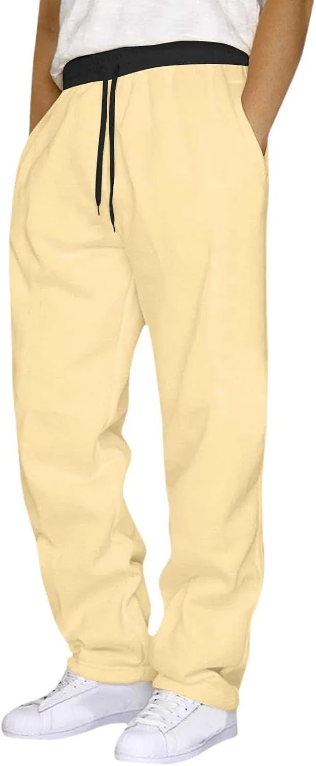 Mens Joggers Pants Solid Casual Pants Elastic Waist Drawstring Lightweight Workout Athletic Trousers with Pockets
