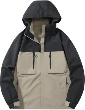 Men's Lightweight Hooded Rain Jacket, Waterproof Windproof Raincoat, Hiking Outdoor Jackets, Fall Fashion Rain Coat