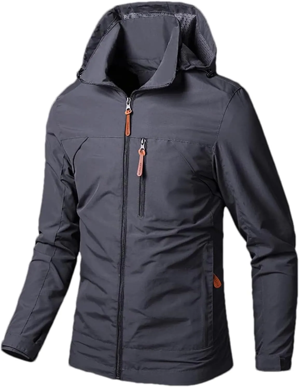 Men's Lightweight Jacket Hooded Outdoor Hiking Windbreaker Jackets Casual Hoodies with Zip Pockets for Big Tall Men
