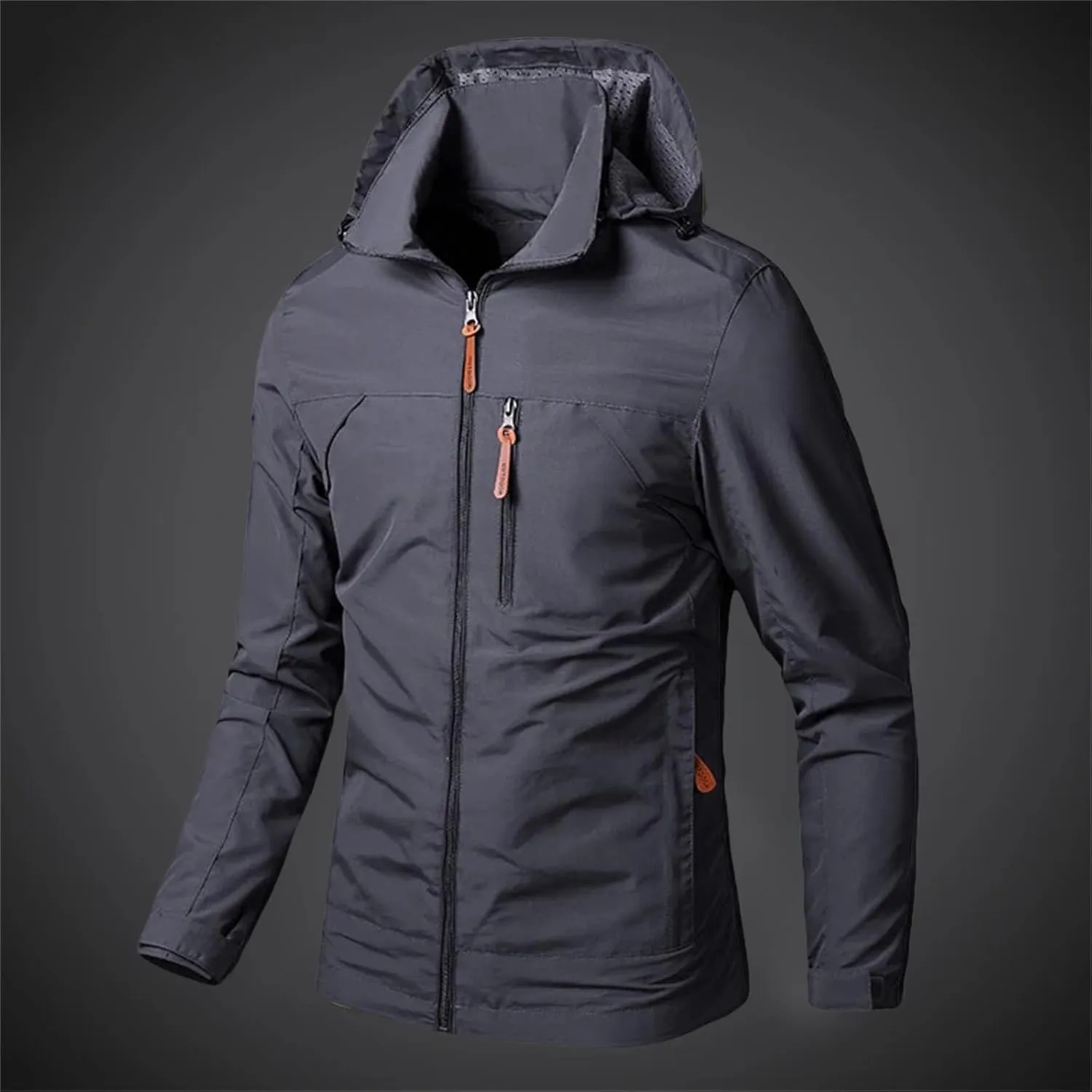 Men's Lightweight Jacket Hooded Outdoor Hiking Windbreaker Jackets Casual Hoodies with Zip Pockets for Big Tall Men
