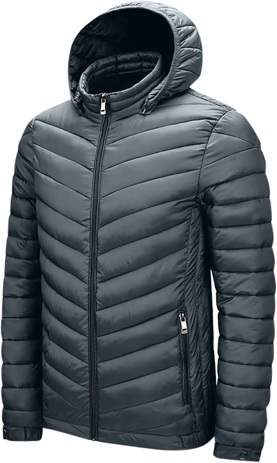 Men's Lightweight Packable Puffer Jacket Winter Insulated Puffy Jacket Hooded Down Coat for Snow Ski Hiking Travel