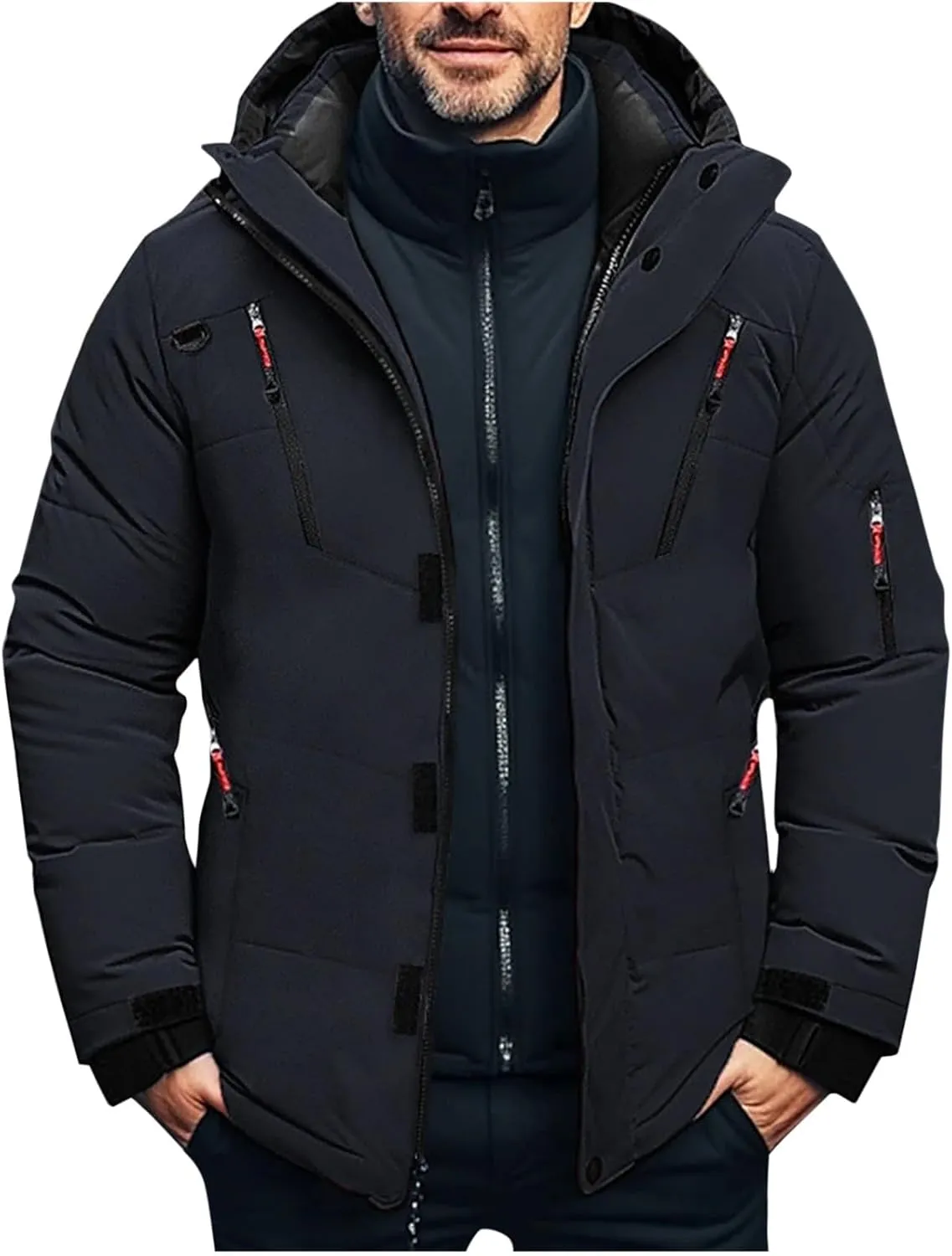 Men's Lightweight Puffer Jacket Hooded Coat Bubble Warm Jacket Men ThiCasual Winter Windproof Insulated Jacket