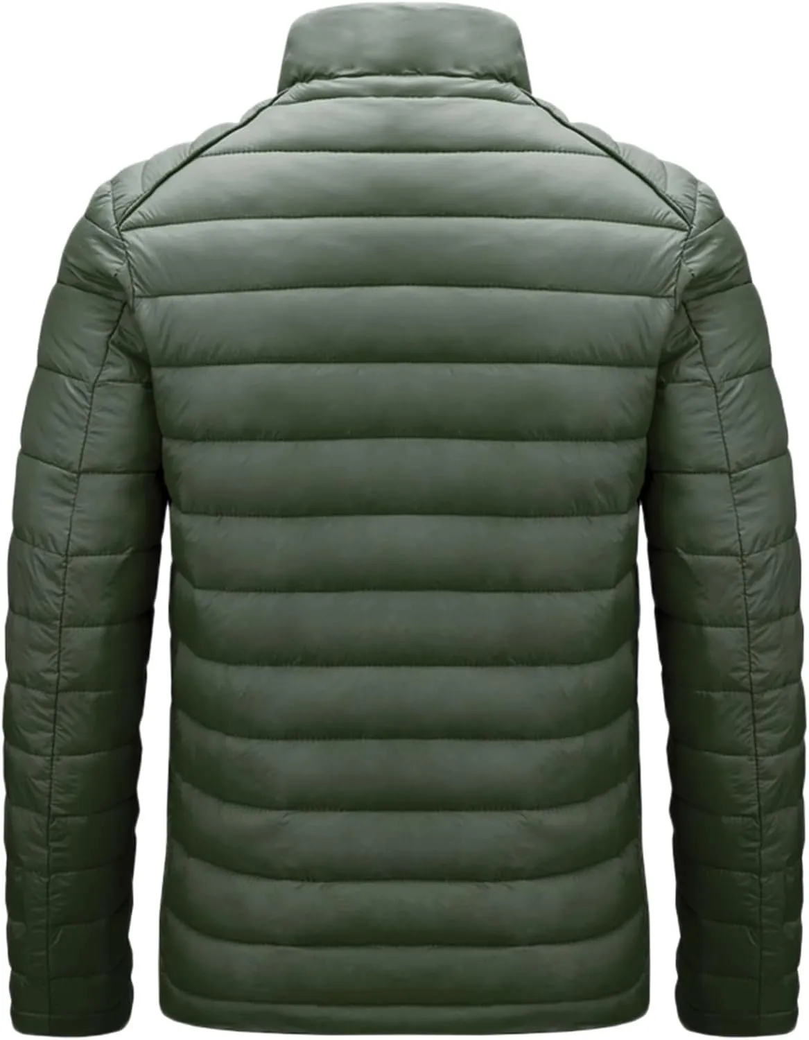 Men's Lightweight Puffer Jacket Men's Plush Autumn&Winter Color Long Solid Jacket Hooded Windproof Insulated Jacket