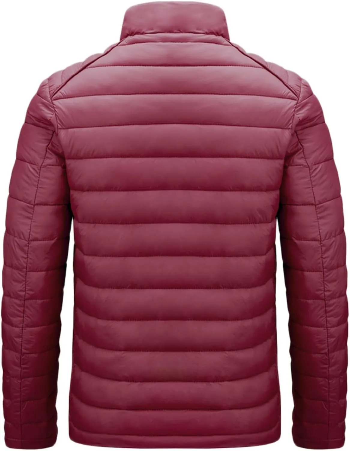 Men's Lightweight Puffer Jacket Men's Plush Autumn&Winter Color Long Solid Jacket Hooded Windproof Insulated Jacket