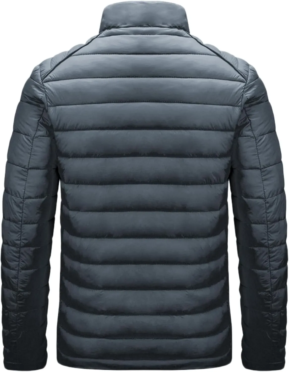 Men's Lightweight Puffer Jacket Men's Plush Autumn&Winter Color Long Solid Jacket Hooded Windproof Insulated Jacket