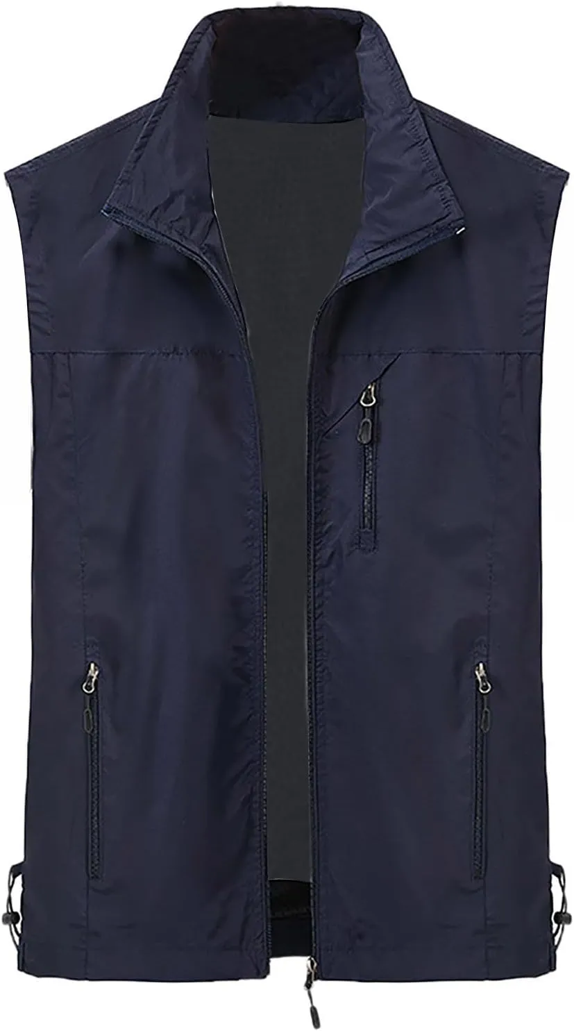 Men's Lightweight Windproof Vest Casual Full Zip Sleeveless Jacket Hiking Travel Running Sports Golf Outerwear