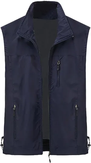 Men's Lightweight Windproof Vest Casual Full Zip Sleeveless Jacket Hiking Travel Running Sports Golf Outerwear