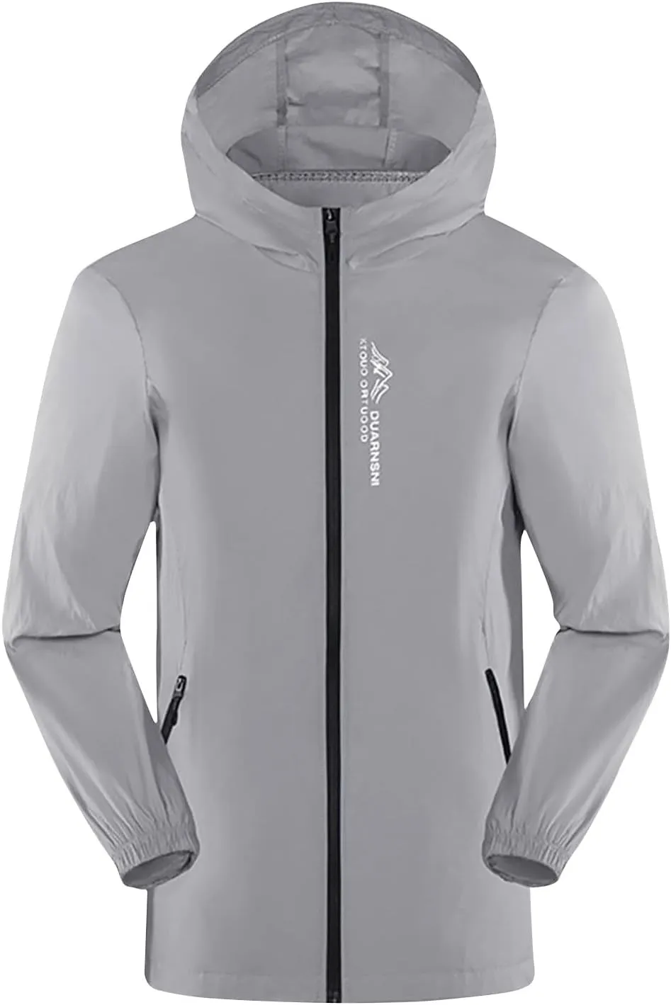 Mens Outdoor Long Sleeve Full Zip Lightweight UPF 50  Sun Protection Fishing Active Hoodie Shirts with Pockets