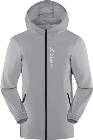 Mens Outdoor Long Sleeve Full Zip Lightweight UPF 50  Sun Protection Fishing Active Hoodie Shirts with Pockets