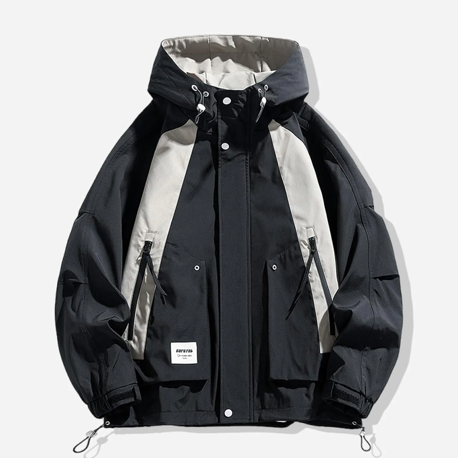 Men's Oversized Rain Jacket with Pockets Lightweight Zip Up Long Sleeve Windbreaker 2024 Fall Fashion Hooded Raincoat
