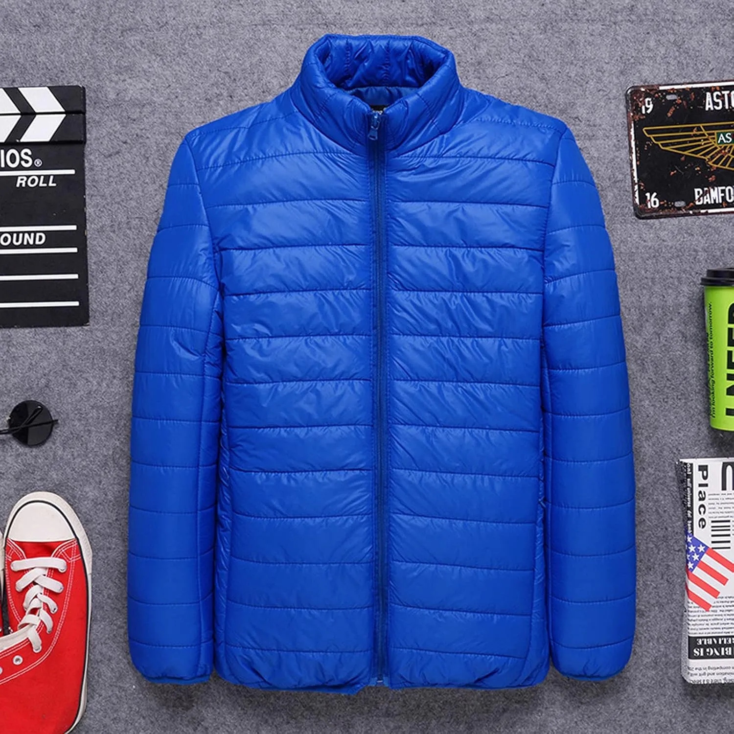 Men's Puffer Jacket Lightweight Packable Warm Down Coat Insulated Thermal Puffy Winter Jackets for Running Travel
