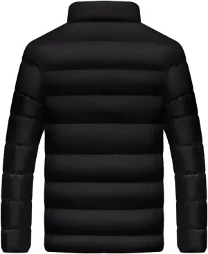 Mens Puffer Jacket No Hood Packable Lightweight Down Jacket Windproof Winter Thicken Padded Coat Warm Parka Jacket