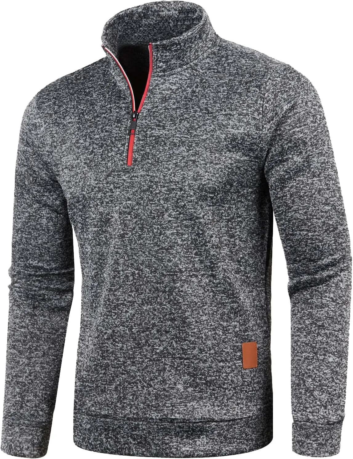 Mens Quarter Zip Pullover Mock Neck Long Sleeve Quarter Zip Polo Shirts Athletic Performance Shirt Running Workout Top