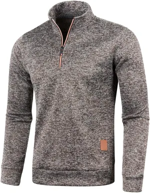 Mens Quarter Zip Pullover Mock Neck Long Sleeve Quarter Zip Polo Shirts Athletic Performance Shirt Running Workout Top