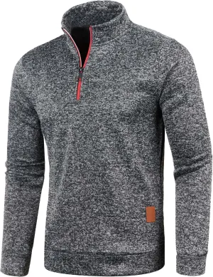 Mens Quarter Zip Pullover Mock Neck Long Sleeve Quarter Zip Polo Shirts Athletic Performance Shirt Running Workout Top