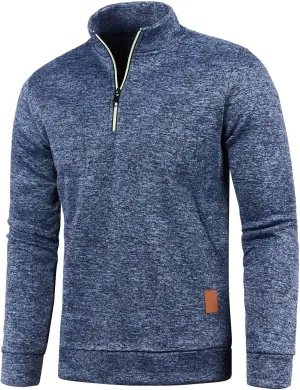 Mens Quarter Zip Pullover Mock Neck Long Sleeve Quarter Zip Polo Shirts Athletic Performance Shirt Running Workout Top