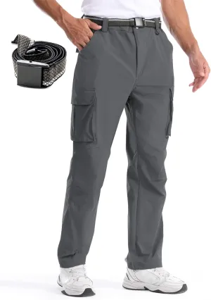 Men's Quick-Dry Cargo Pants, Lightweight Hiking Pants, Travel Pants with Belt Pockets for Outdoor Camping Work