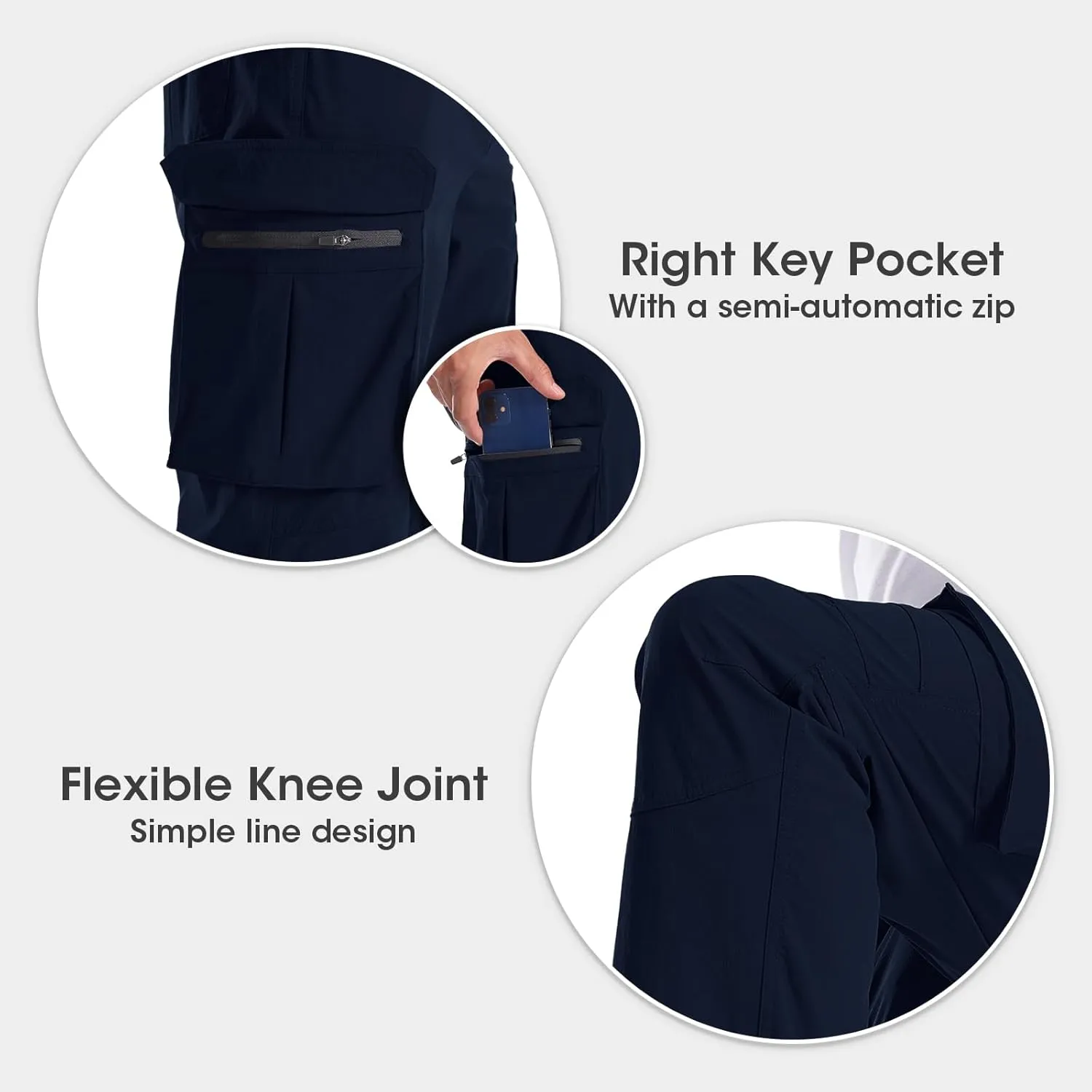 Men's Quick-Dry Cargo Pants, Lightweight Hiking Pants, Travel Pants with Belt Pockets for Outdoor Camping Work