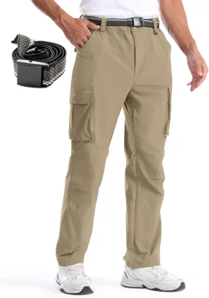 Men's Quick-Dry Cargo Pants, Lightweight Hiking Pants, Travel Pants with Belt Pockets for Outdoor Camping Work