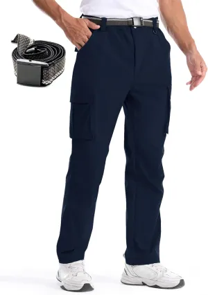 Men's Quick-Dry Cargo Pants, Lightweight Hiking Pants, Travel Pants with Belt Pockets for Outdoor Camping Work