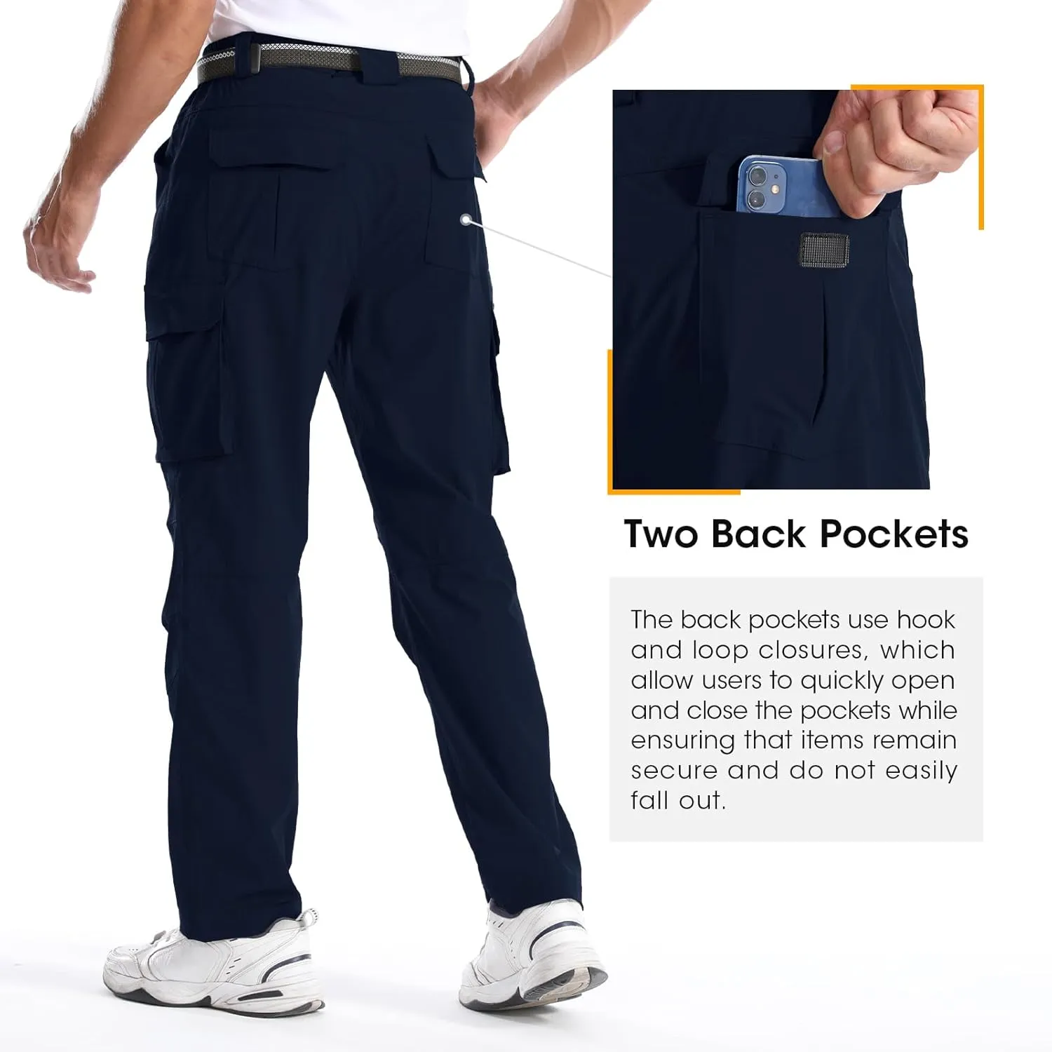 Men's Quick-Dry Cargo Pants, Lightweight Hiking Pants, Travel Pants with Belt Pockets for Outdoor Camping Work