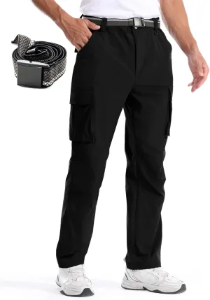 Men's Quick-Dry Cargo Pants, Lightweight Hiking Pants, Travel Pants with Belt Pockets for Outdoor Camping Work