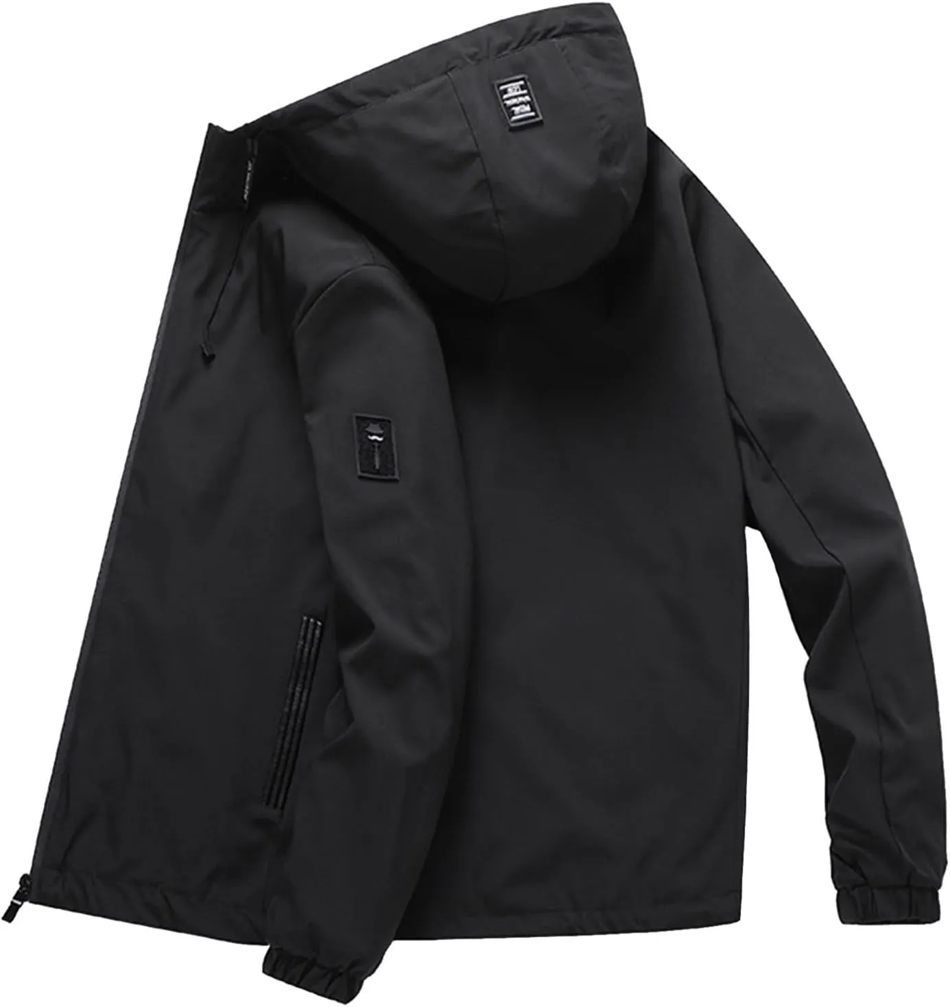 Mens Rain Jacket Casual Waterproof Soft Shell Hooded Military Tactical Jackets Zip Up Rain Coats Windbreaker