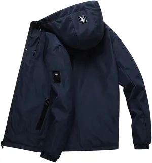 Mens Rain Jacket Casual Waterproof Soft Shell Hooded Military Tactical Jackets Zip Up Rain Coats Windbreaker