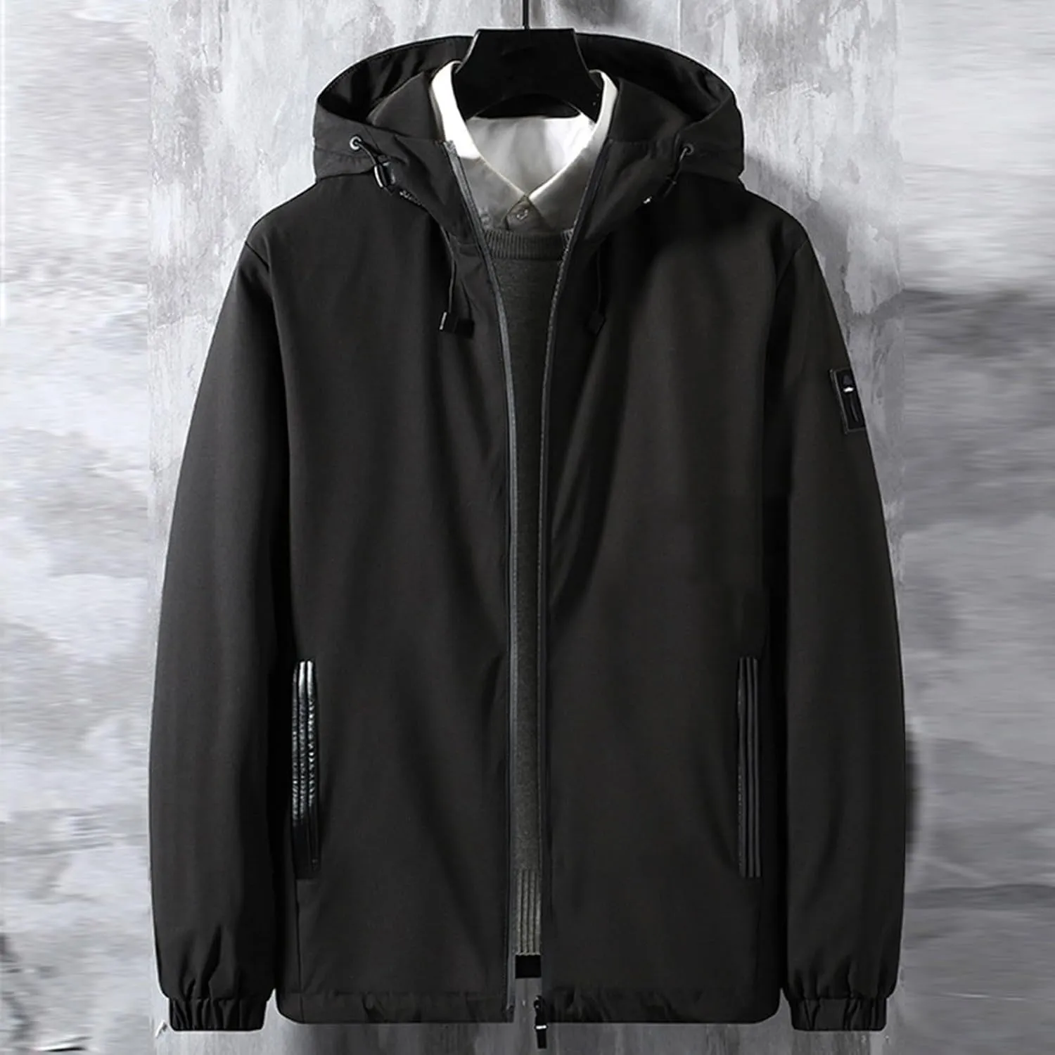 Mens Rain Jacket Casual Waterproof Soft Shell Hooded Military Tactical Jackets Zip Up Rain Coats Windbreaker