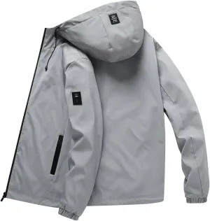 Mens Rain Jacket Casual Waterproof Soft Shell Hooded Military Tactical Jackets Zip Up Rain Coats Windbreaker